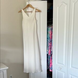 Cream Sheath Wedding DressOR Special Occasion with V-Neck Sleeveless Design